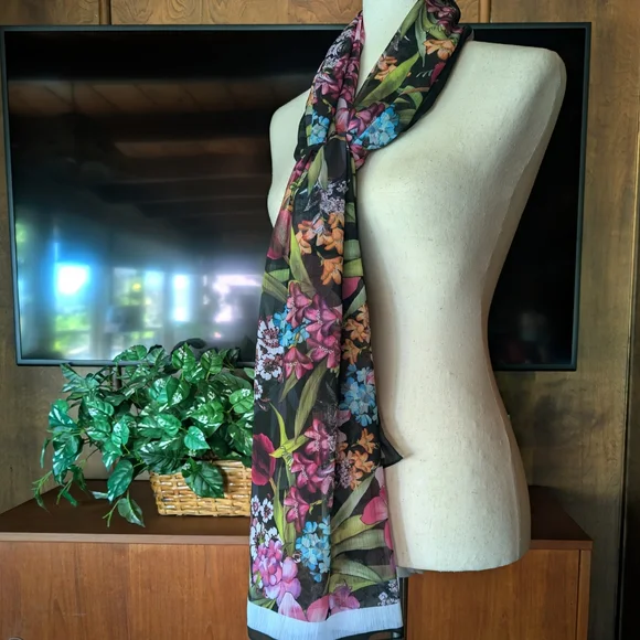 SLINKY BRAND Sheer Floral Scarf - EUC - Picture 11 of 12